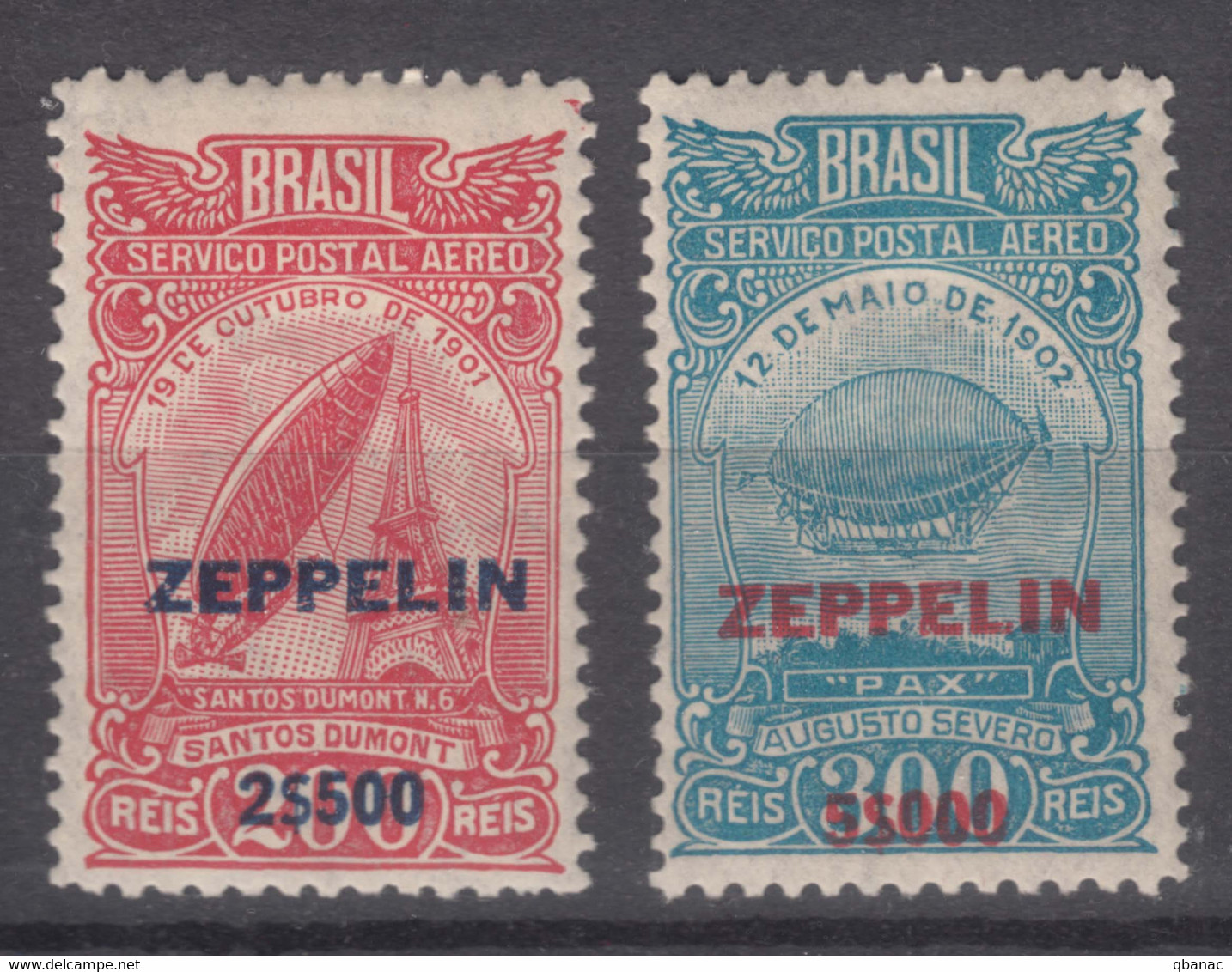Brazil Brasil 1931 Zeppelin Mi#366-367 Mint Hinged - Ongebruikt