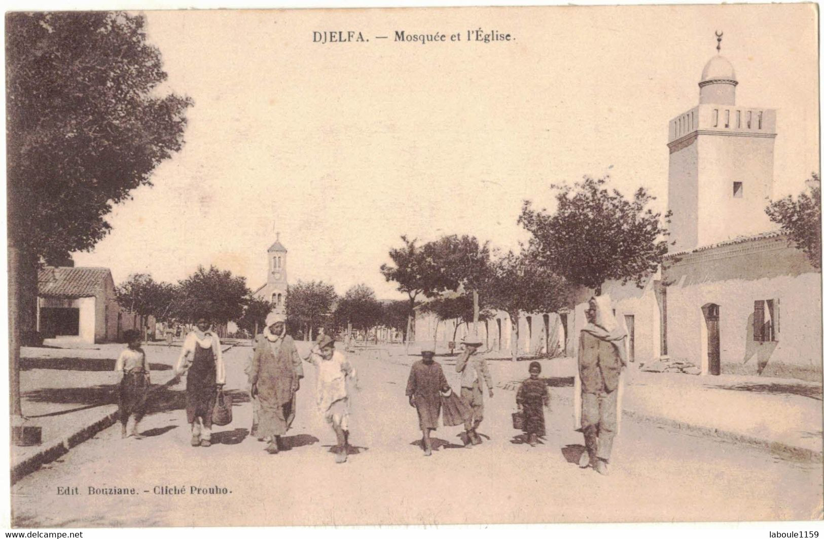 AFRIQUE DU NORD ALGERIE DJELFA : MOSQUEE AVEC L'EGLISE - PLAN AVEC ANIMATION - CIRCULEE VERS TROYES AUBE - Djelfa