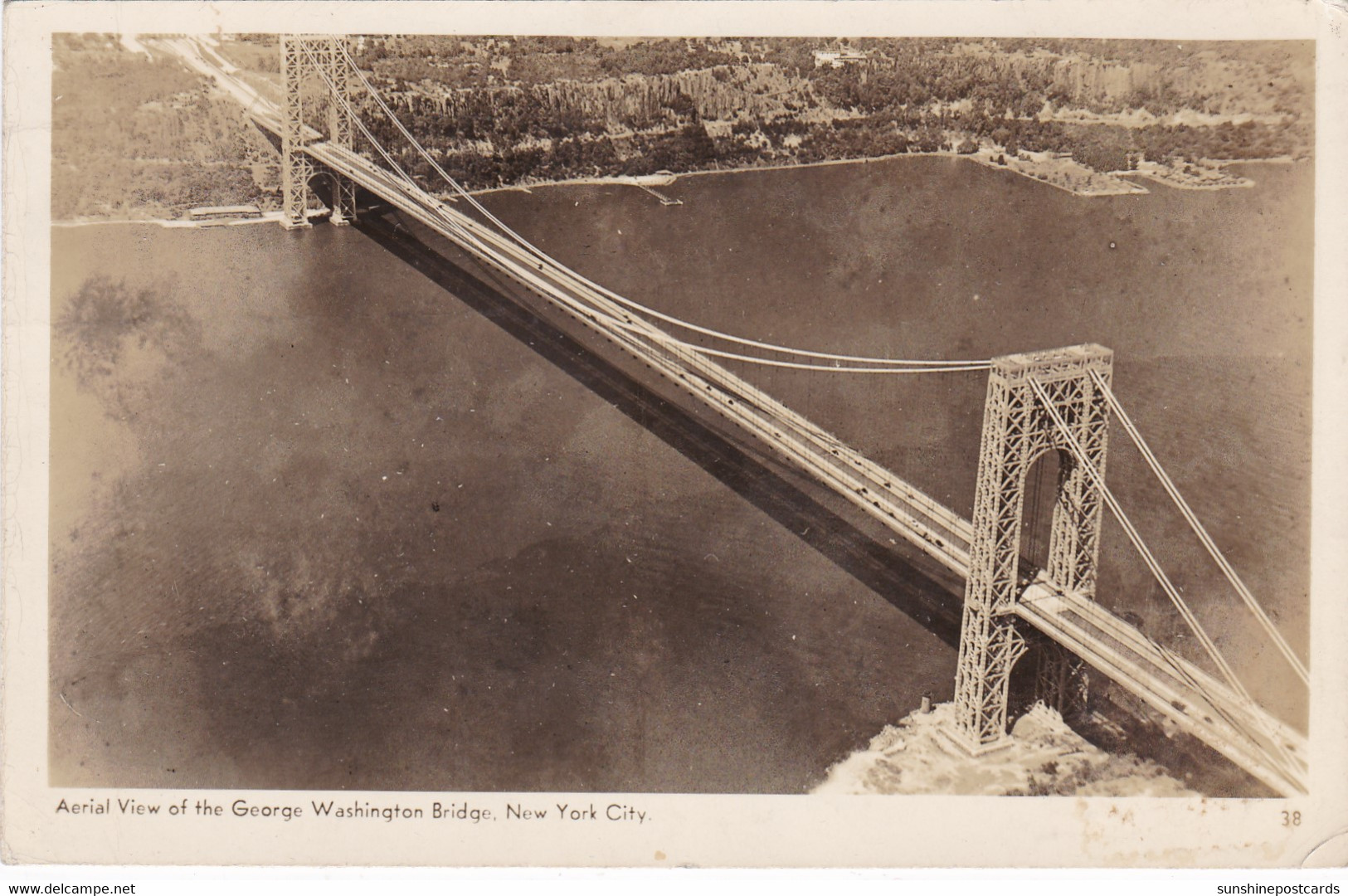 New York City Aerial View Of The George Washington Bridge 1947 Real Photo - Puentes Y Túneles