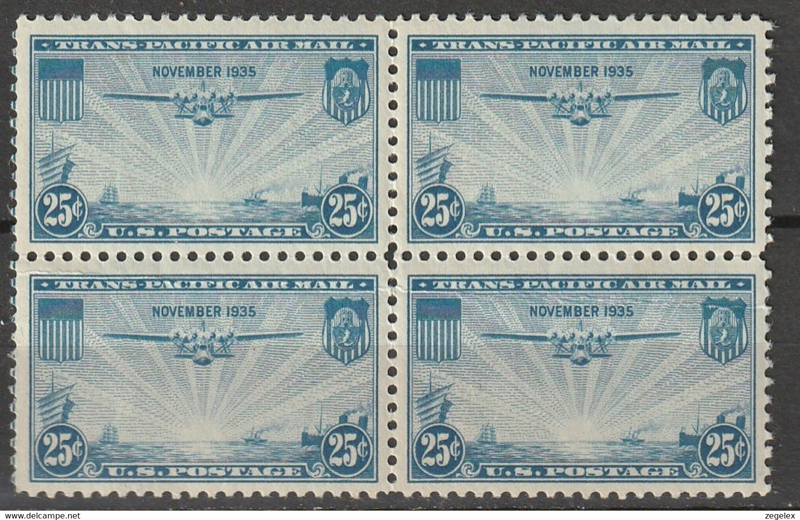 USA 1935 Airmail Block Of 4. Postfris MNH** Scott C20 See Description - 1b. 1918-1940 Neufs