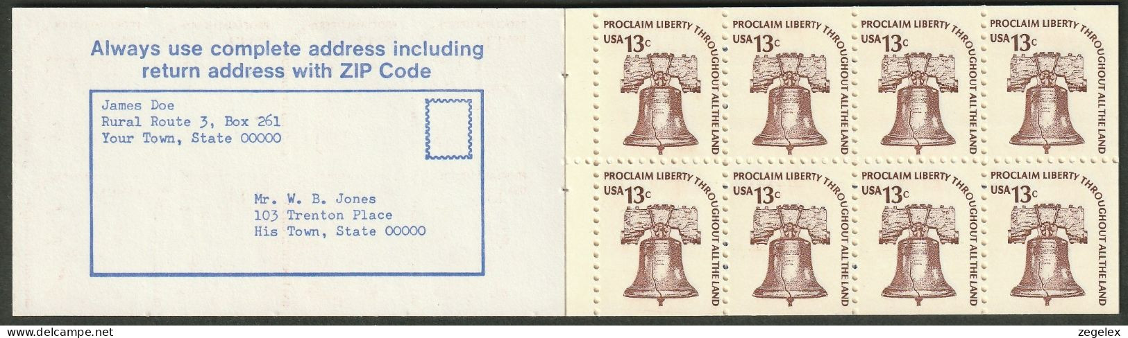 USA 1975 Booklet Liberty Bell 23 Stamps Of 13c. Postfris MNH** Scott No. BC19B - 1941-80