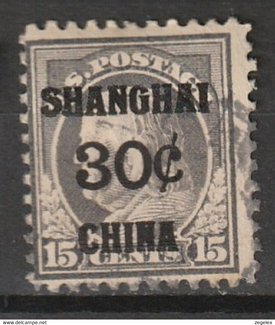 USA 1919 U.S. Postal Agency In Shanghai China. 30c On 15c. Used. Scott No. K12. - China (Sjanghai)