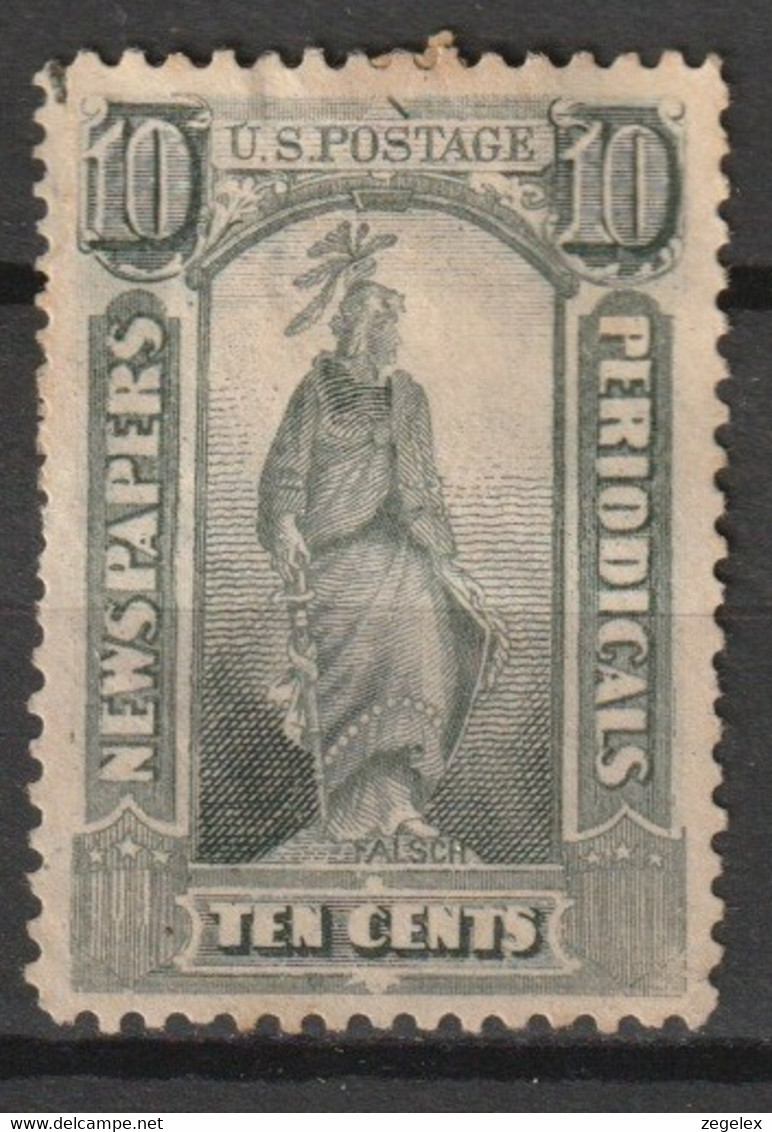USA 1875 Newspaper And Periodical Stamps 10c Black -Facsimile - Forgery - Giornali & Periodici