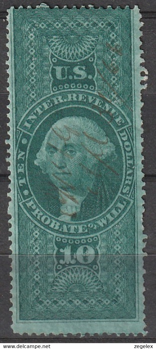 USA 1862-1871 Revenue Stamps - Probate Of Will  10 Dollars R96c (Scott $30) - Fiscali