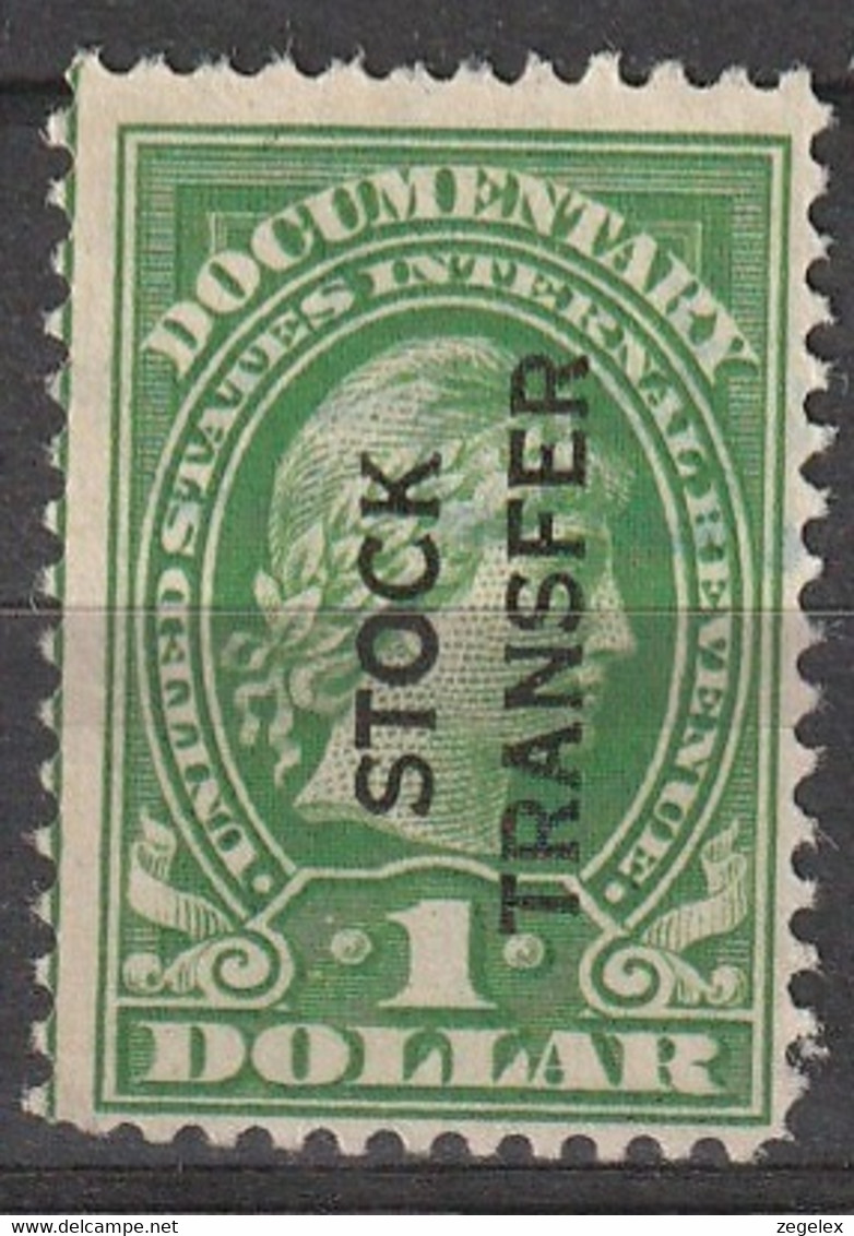 USA 1918 Documentary Stamps With Overprint Stock Transfer 1 Dollar Green RD12 (*) - Revenues