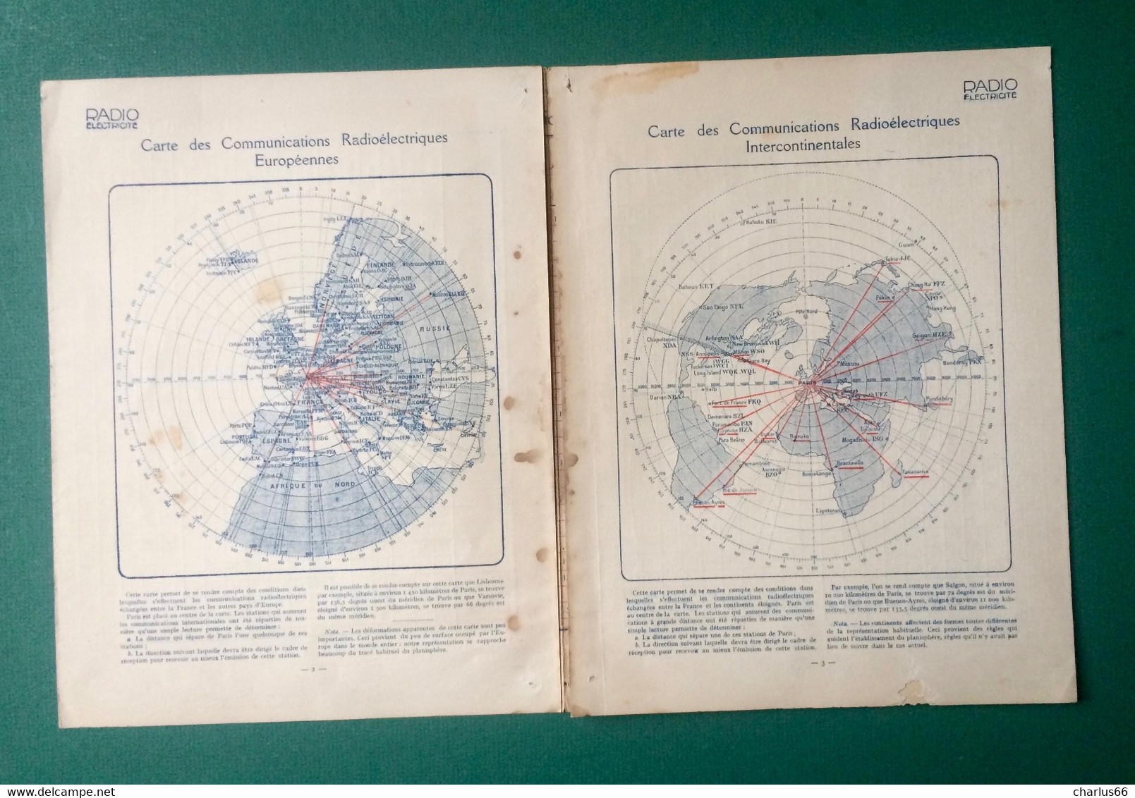 Dépliant CARTE RADIOPHONIQUE Radio EUROPE INTERCONTINENTALES  Communications Radioélectriques Transmissions Années 20 - Otros Planes