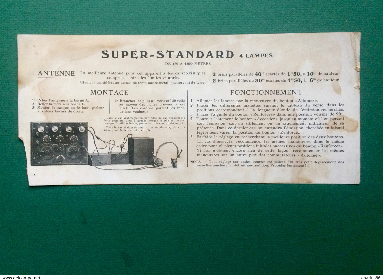 RADIO SUPER STANDARD 4 Lampes Tableau De Réglage - Autres Plans