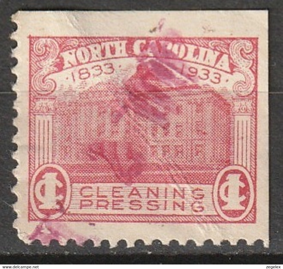 USA 1933 North Carolina Cleaning Pressing 1ct - Fiscaux