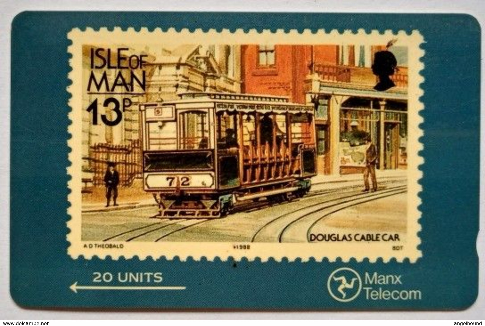 Isle If Man Manx Telecom 13p 4IOMC  20 Units " Douglas Cable Car " - Man (Isle Of)