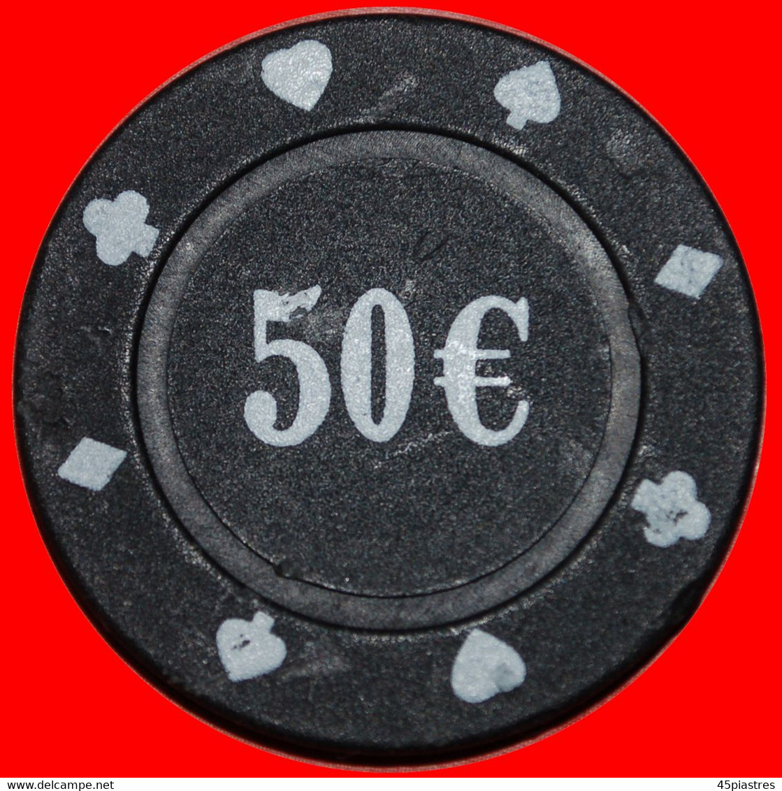 * LARGE DENOMINATION: UNKNOWN CASINO  50 EURO POKER CHIP! LOW START  NO RESERVE! - Casino