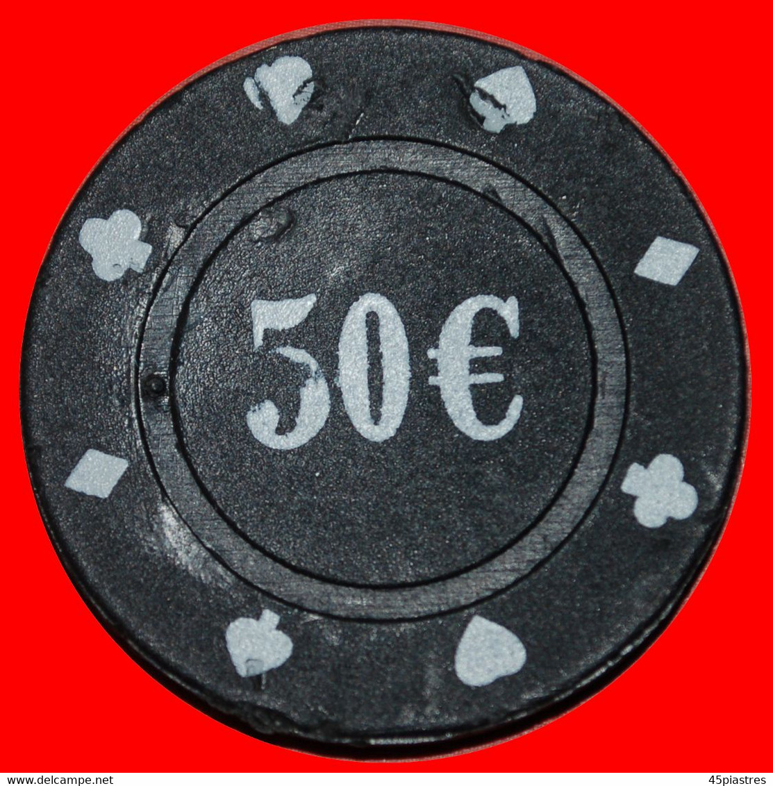 * LARGE DENOMINATION: UNKNOWN CASINO  50 EURO POKER CHIP! LOW START  NO RESERVE! - Casino