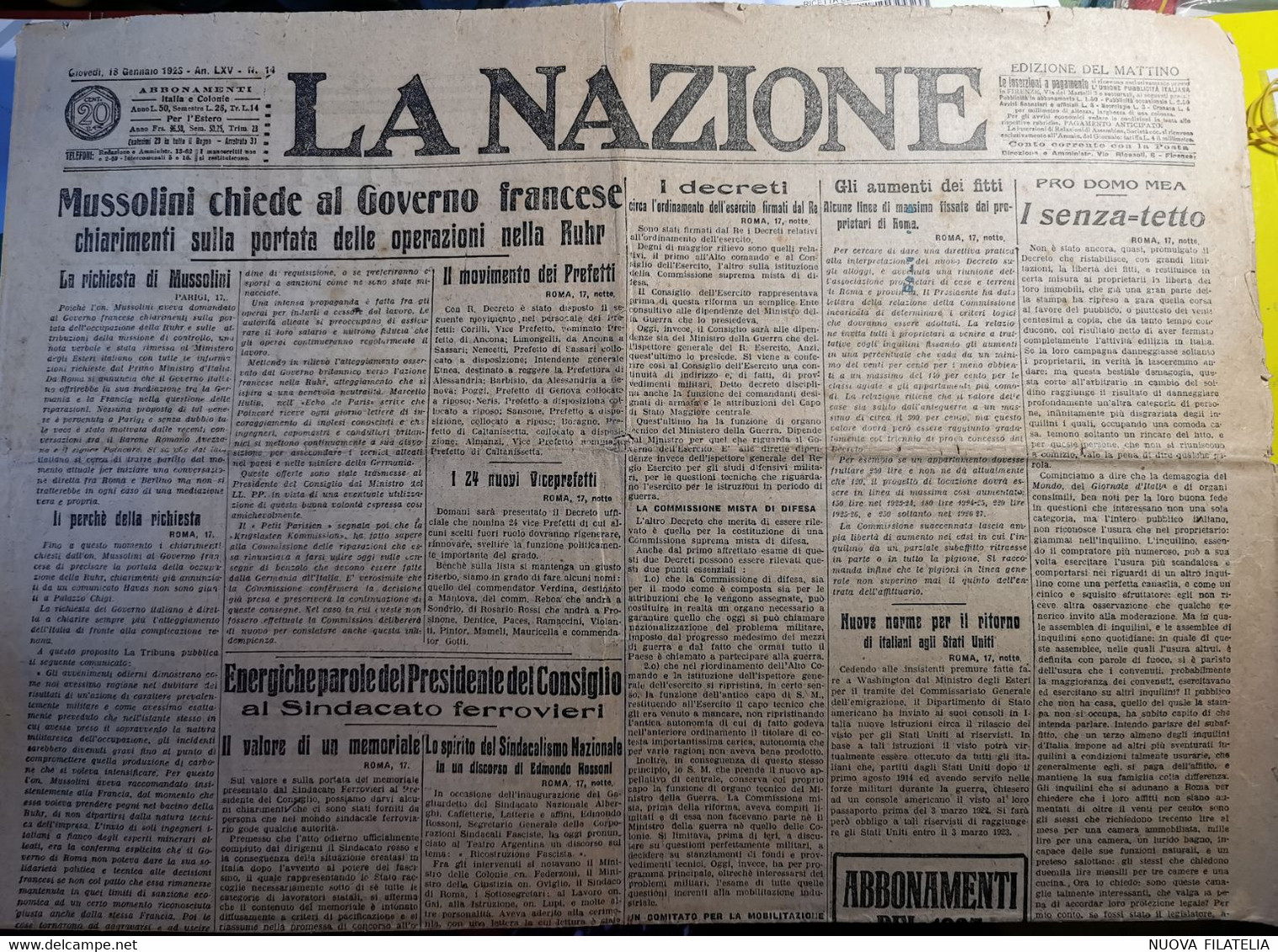 LA NAZIONE 1923 - Premières éditions