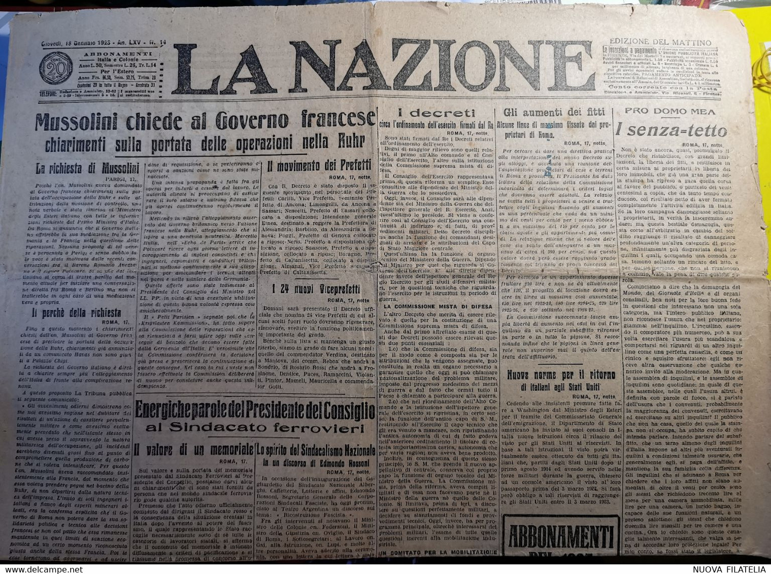 LA NAZIONE 1923 - First Editions