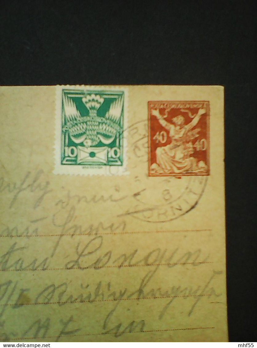 : Ganzsache. Auslandspostkarte. 40 +ZF 10. 1921 - Enveloppes