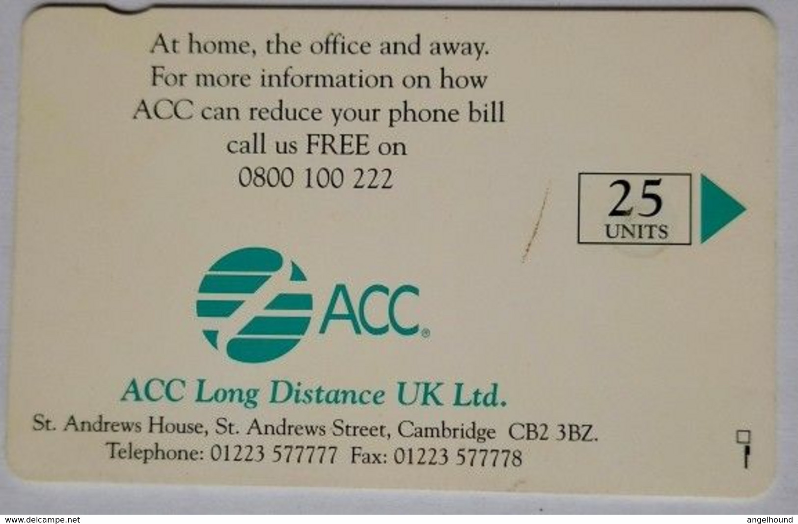 UK  25 Units ACC Phonecard "  Anemone ( Notched ) - [ 8] Companies Issues