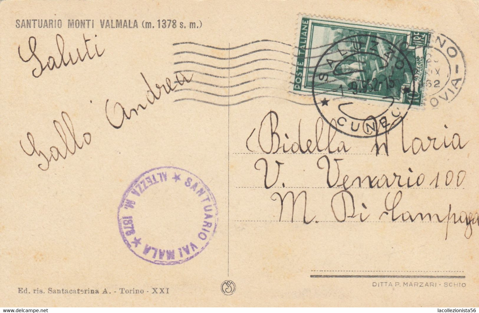 12265-SANTUARIO MONTI VALMALA-VALMALA(CUNEO)-1952-FP - Luoghi Santi