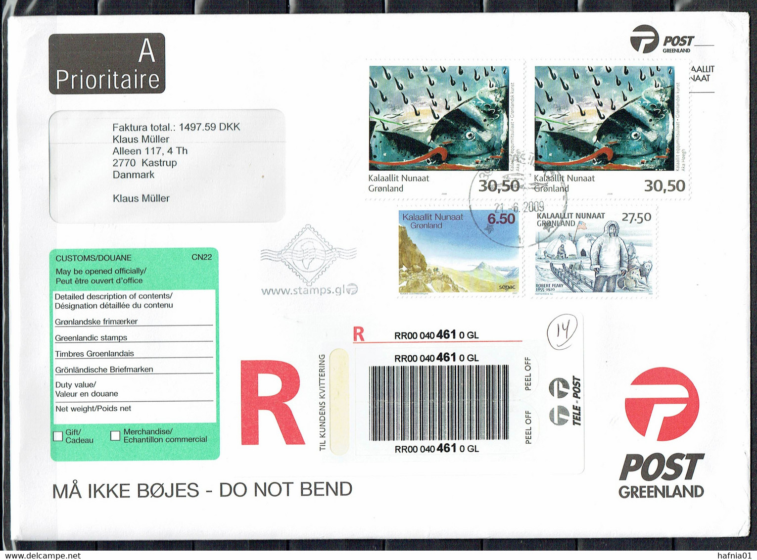 Greenland 2009. Registered Letter Sent From Tasiilaq To Kastrup, Denmark. - Covers & Documents