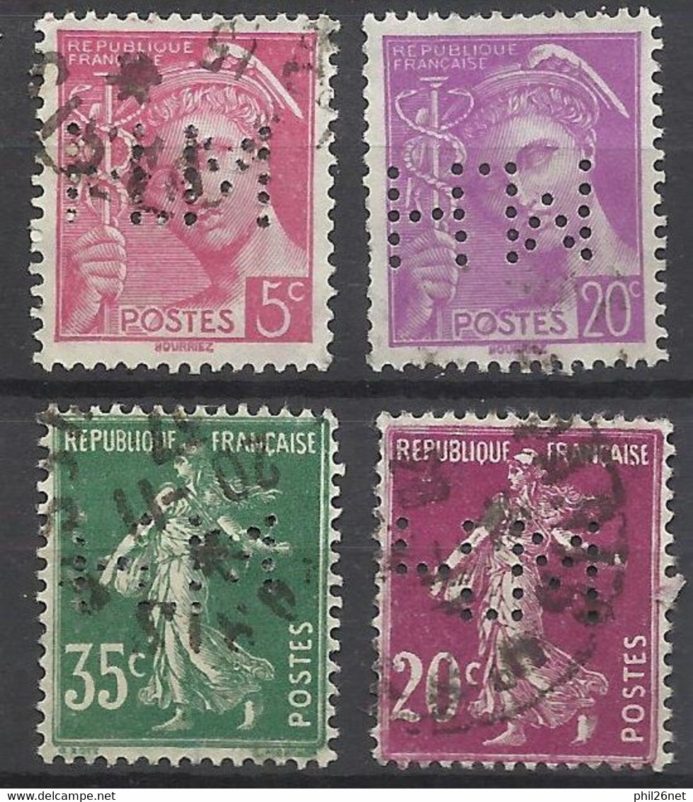 France         N° 190;t 361 ; 406 Et 410         Perforés  MH      Oblitérés B/ TB     Voir Scans  Soldes ! ! ! - Oblitérés