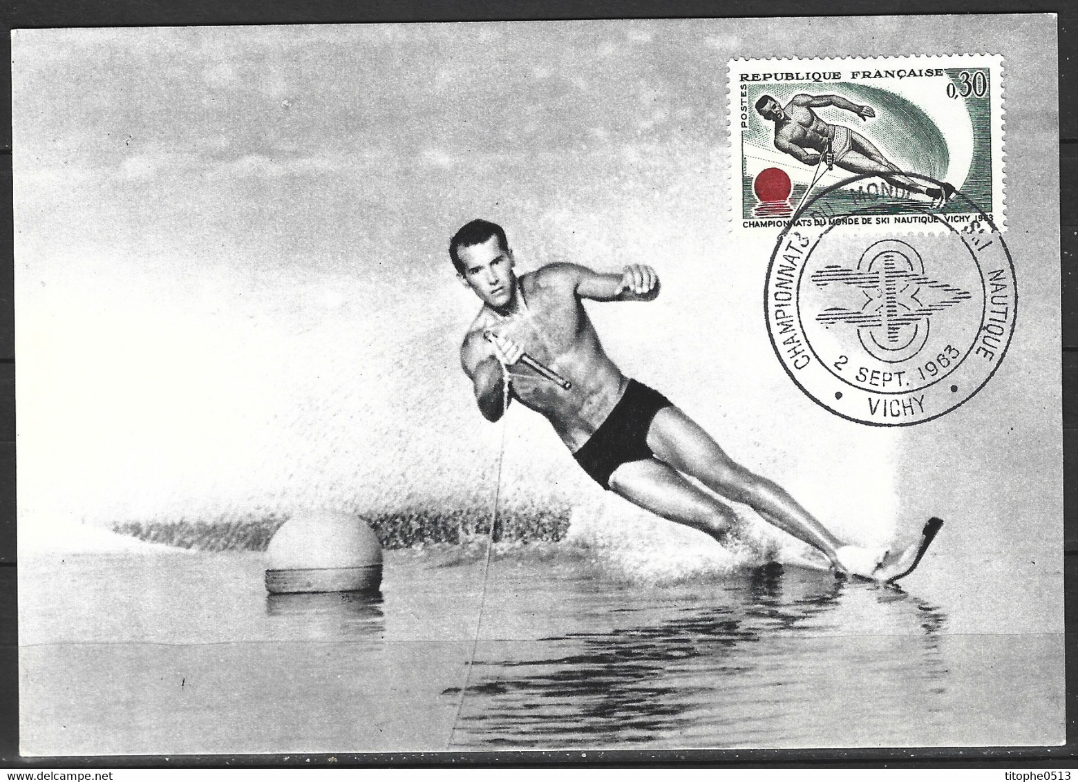 FRANCE. N°1395 De 1963 Sur Carte Maximum. Ski Nautique. - Sci Nautico