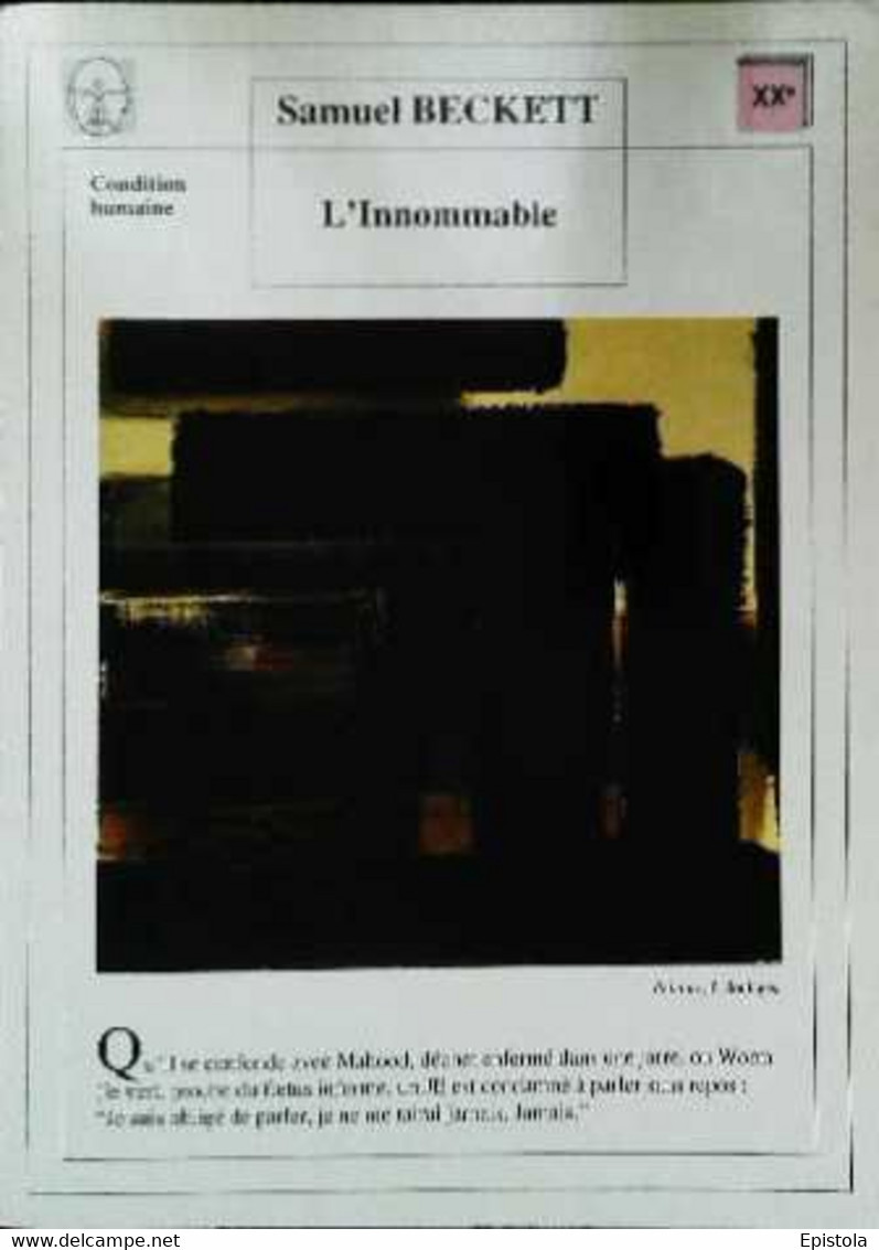 ►   Fiche   Litterature  Samuel Beckett L'innommable  Peintre P Soulages - Lesekarten