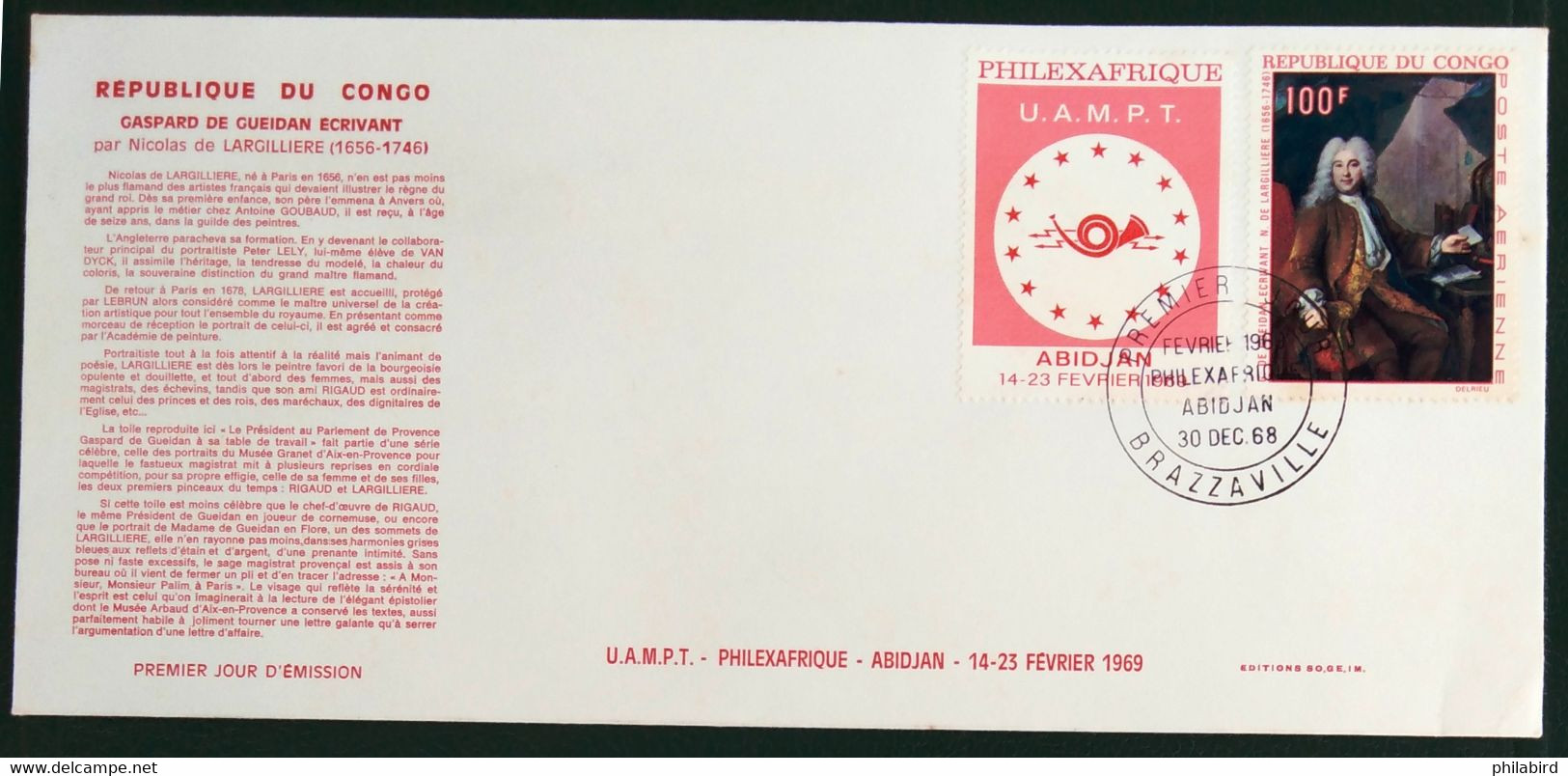 CONGO   -   PHILEXAFRIQUE  ABIDJAN 1969 -  PA 78 -  1° Jour - FDC