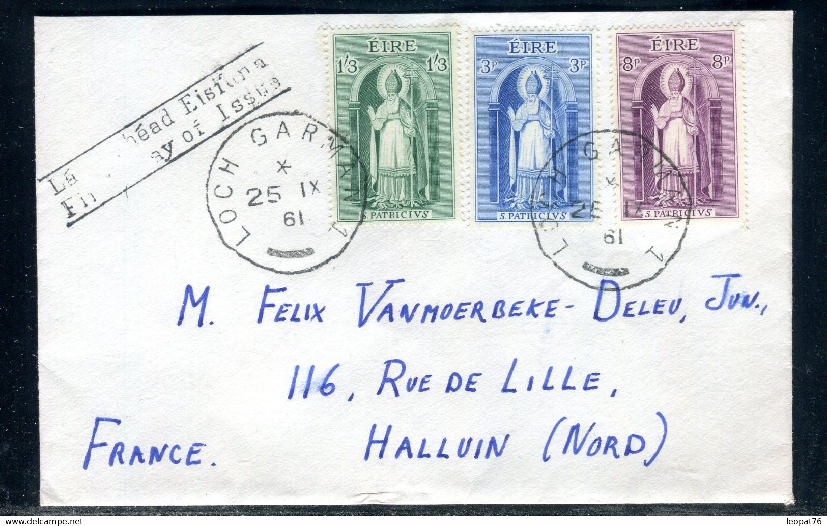 Irlande - Enveloppe ( FDC) De Loch Garman Pour La France En 1961 - F 134 - FDC