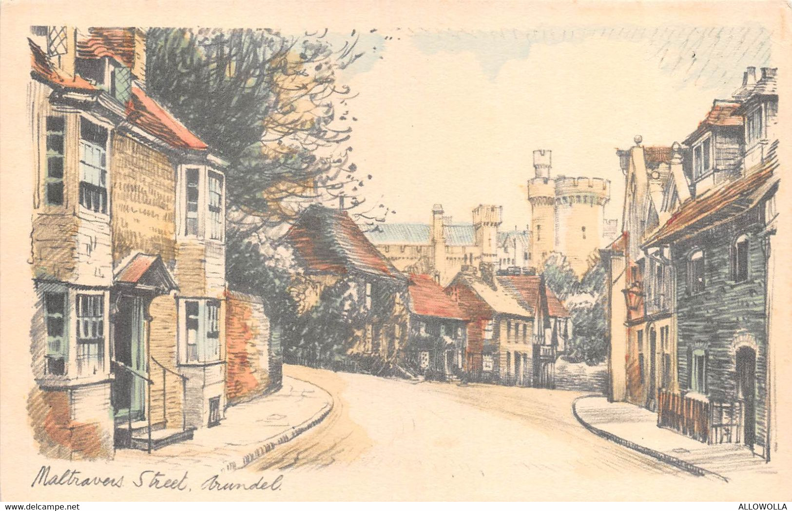 19254 " MALTRAVERS STREET-ARUNDEL " -ILLUSTRAZIONE-CART. POST. ORIG. NON SPED. - Arundel