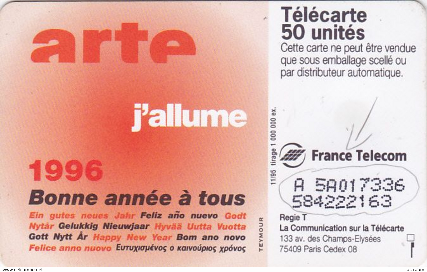 Telecarte Variété - F 601 - ARTE - ( N° Ondulé ) - Errors And Oddities