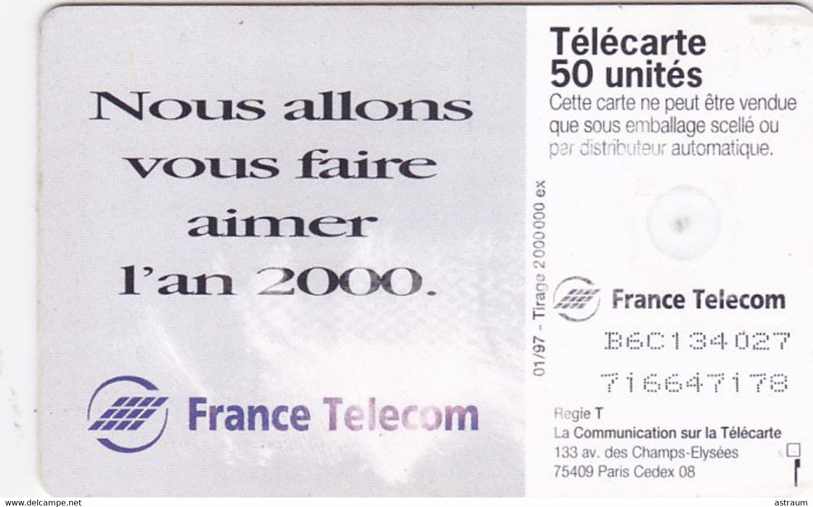 Telecarte Variété - F 711 - An 2000 - ( Fin D'encrier ) - Fehldrucke