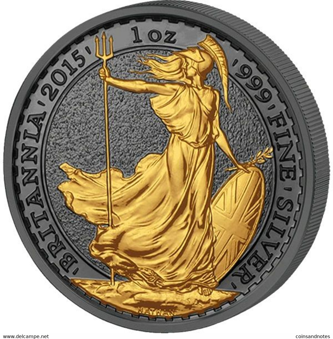 Great Britain 2015 - 1 Tr.Oz Silver - Black Ruthenium & 24 CT Gold Plated - COA - Collections