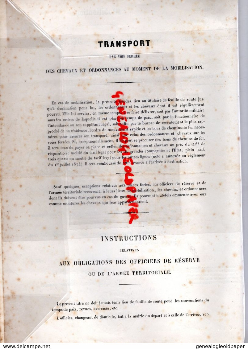 87- LIMOGES- 75-PARIS-MINISTERE GUERRE ETAT MAJOR GENERAL-LETTRE AVIS MOBILISATION PRUDHOMME LIEUTENANT INFANTERIE 1884 - Historische Dokumente