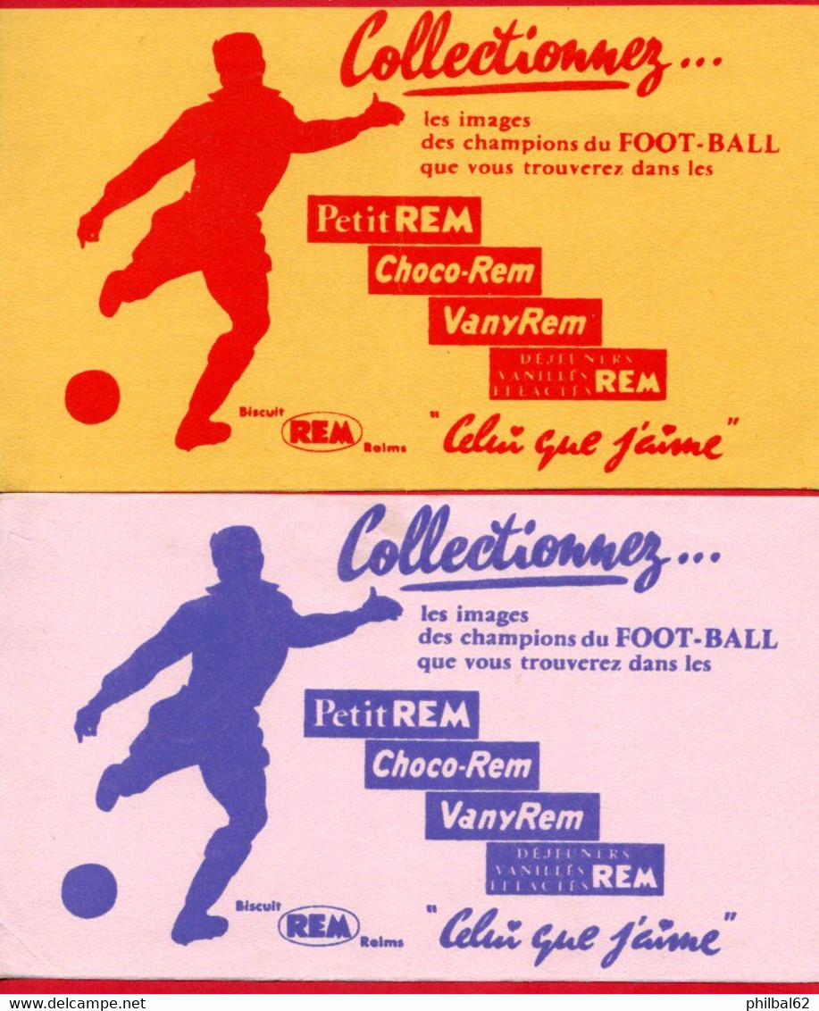 2 Buvards Biscuit REM. Collectionnez Les Images De Foot-ball. - Dulces & Biscochos