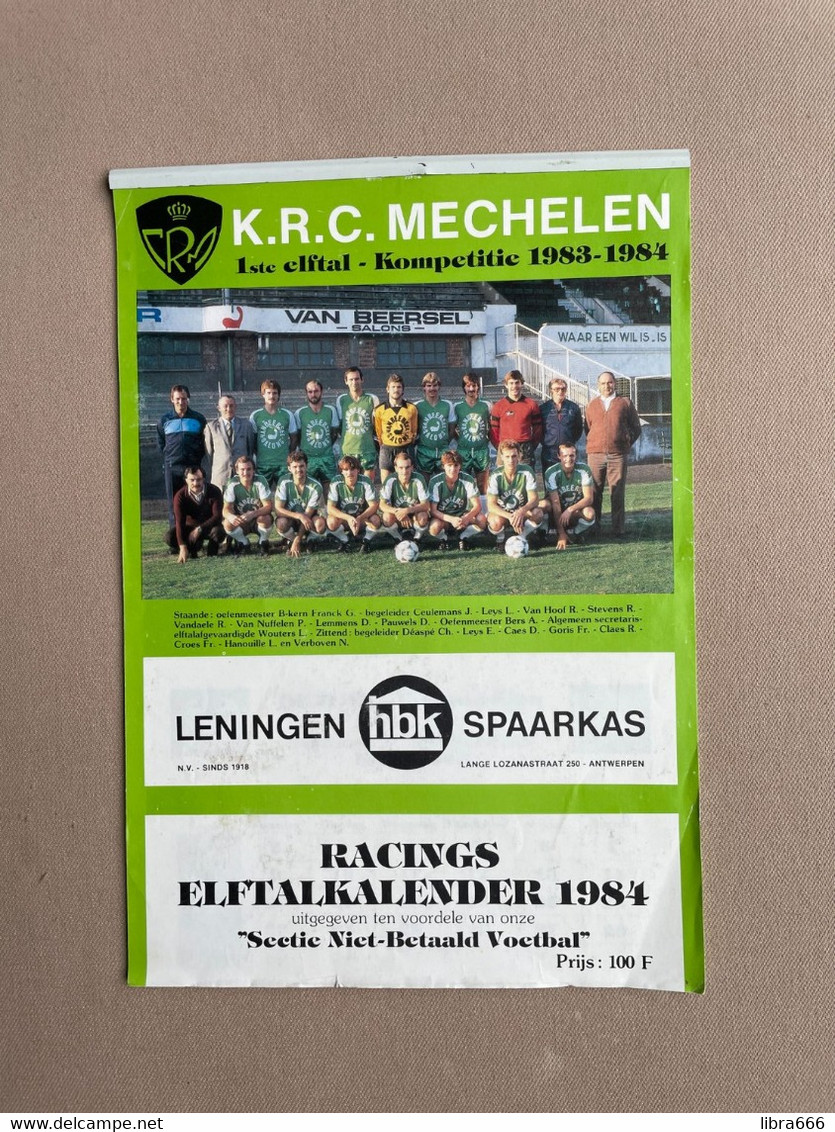 RACINGS ELFTALKALENDER 1984 - K.R.C. MECHELEN - Grand Format : 1981-90