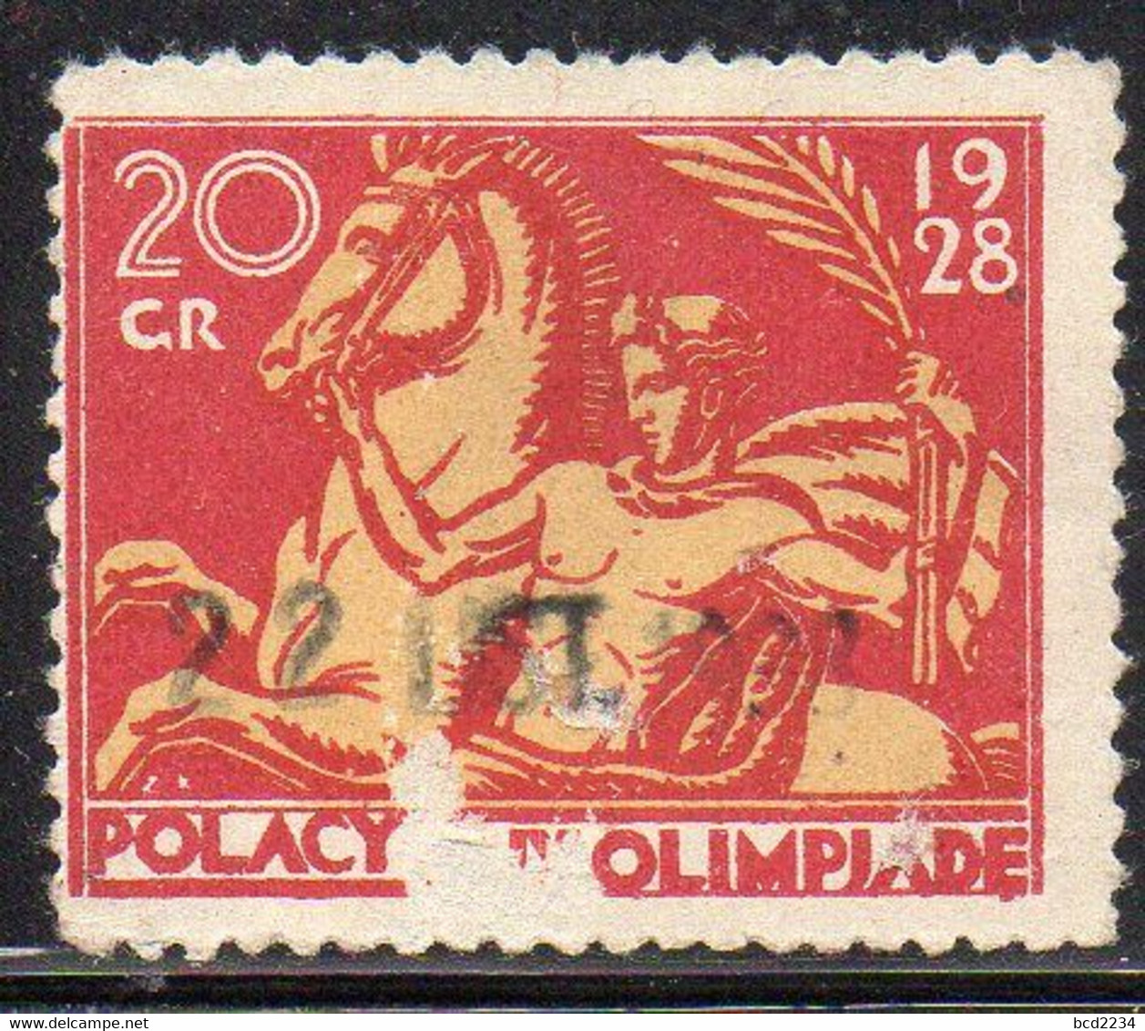 POLAND 1928 RARE 20GR AMSTERDAM NETHERLANDS OLYMPICS FUND RAISING STAMP LABEL TO SUPPORT POLISH ATHLETES HORSES Sports - Summer 1928: Amsterdam