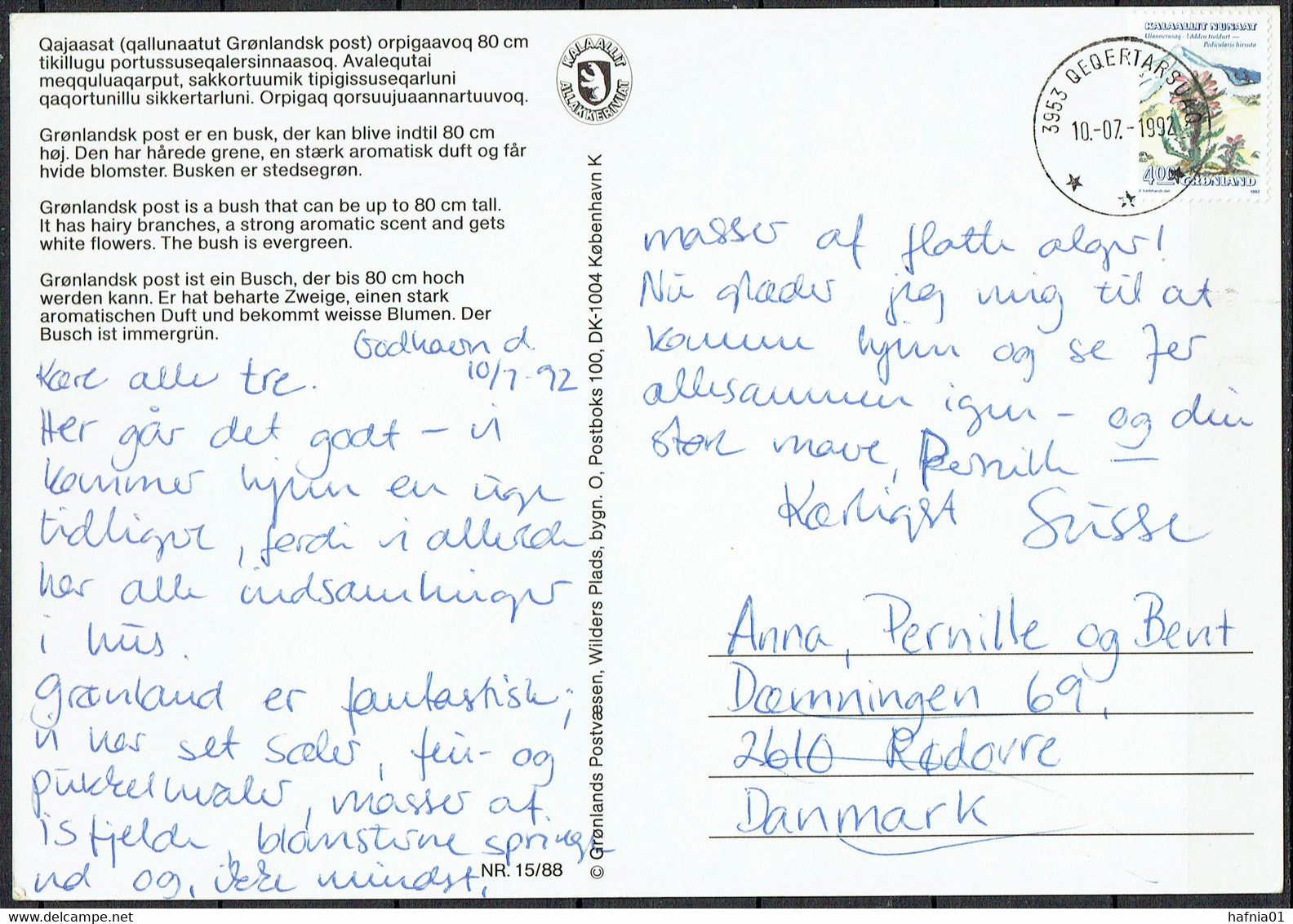 Greenland 12992. Post Card Sent To Denmark. - Groenland