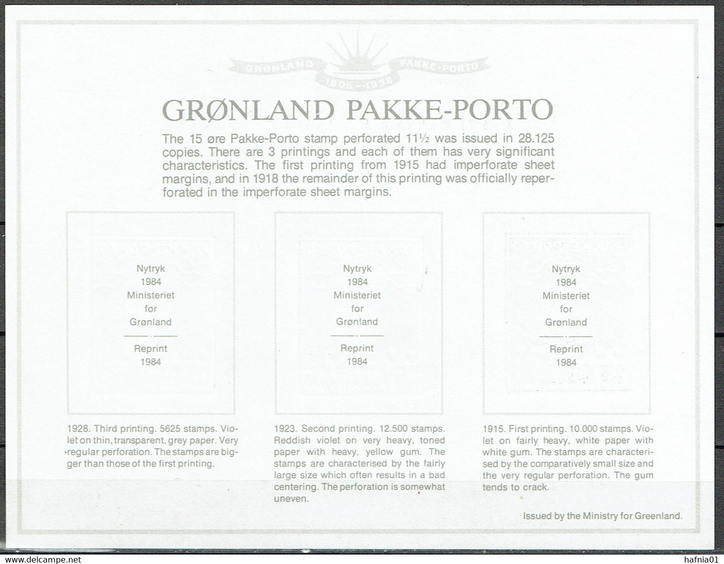 Greenland 1984. Parcel Post, Reprints. - Colis Postaux