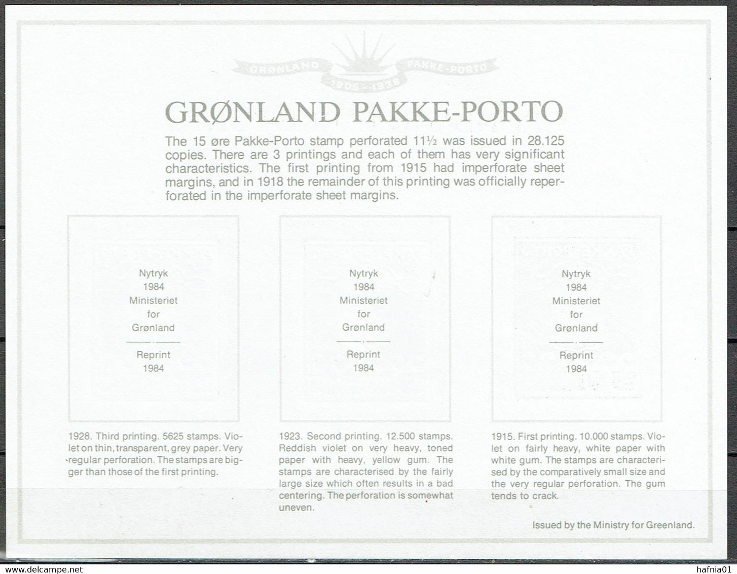 Greenland 1984. Parcel Post, Reprints. - Parcel Post