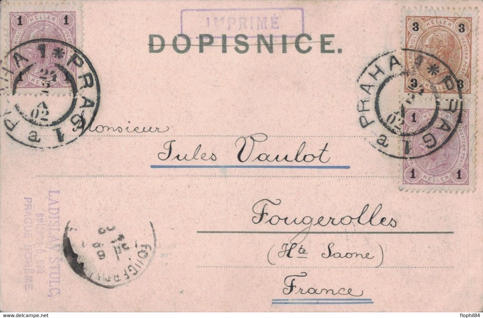 BOHEME - PRAGUE - BEL AFFRANCHISSEMENT POUR LA FRANCE LE 24-2-1902 - CARTE POSTALE. - Briefe U. Dokumente