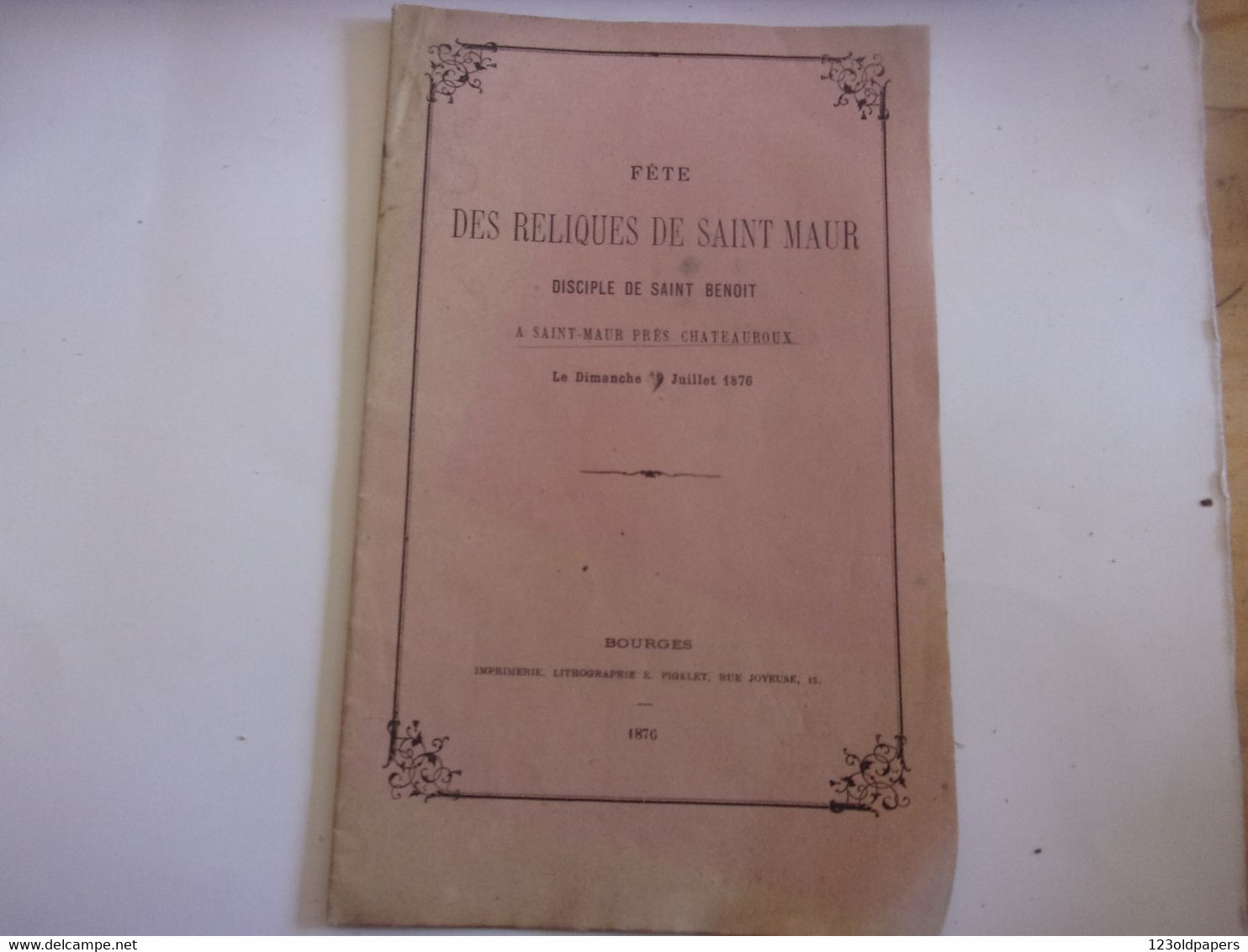 ♥️  BERRY INDRE 1876 NOTICE SUR  SAINT MAUR FETE DES RELIQUES DE ST MAUR PRES CHATEAUROUX - Centre - Val De Loire
