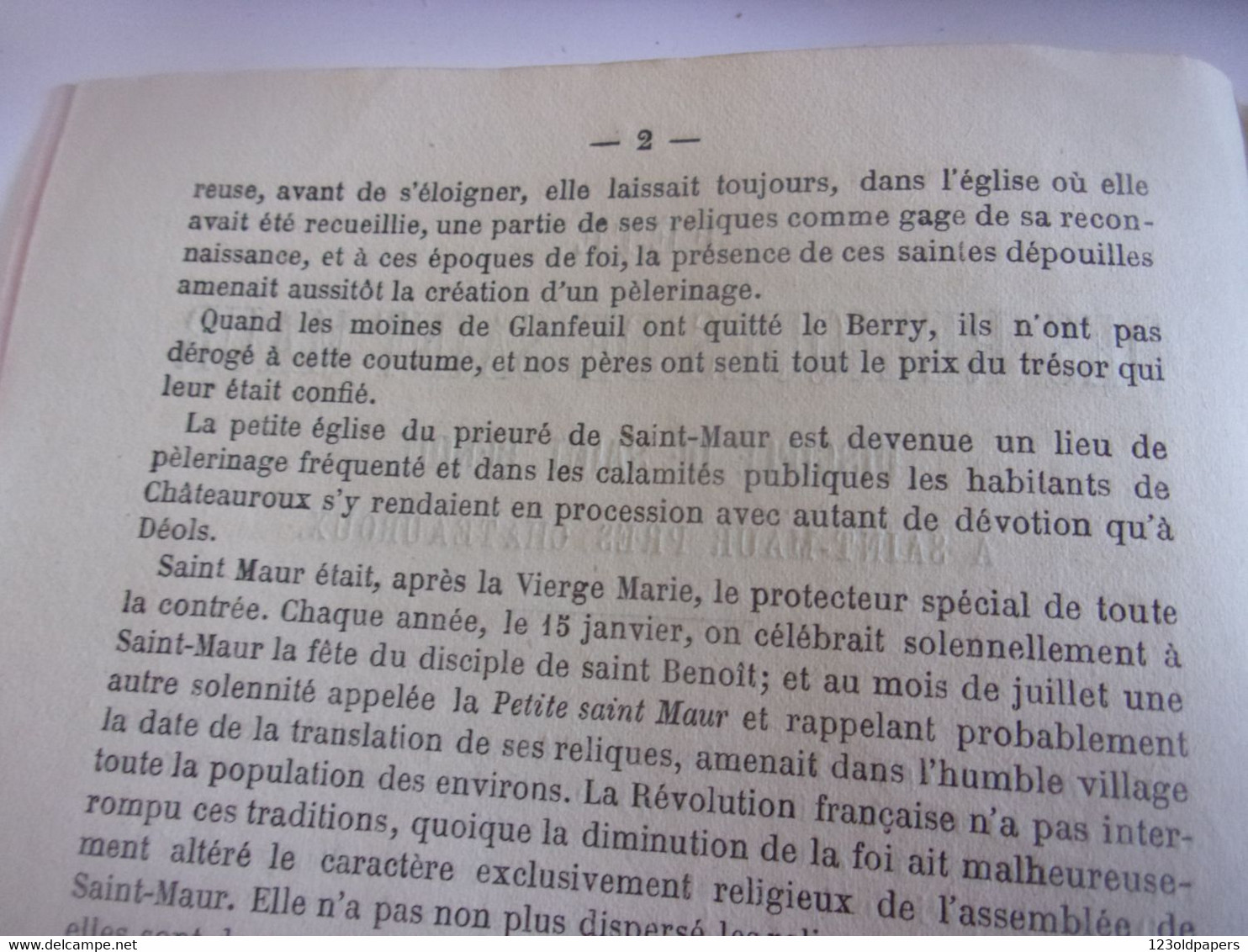 ♥️  BERRY INDRE 1876 NOTICE SUR  SAINT MAUR FETE DES RELIQUES DE ST MAUR PRES CHATEAUROUX - Centre - Val De Loire