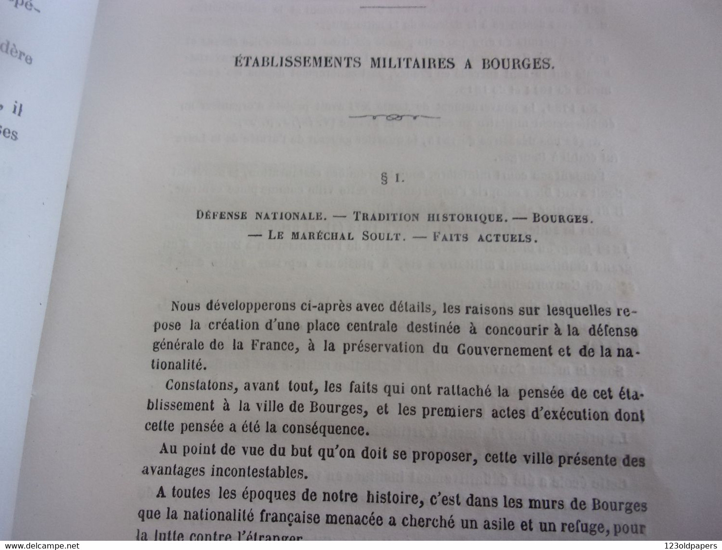 ♥️  BERRY CHER 1862 P DUPLAN ETABLISSEMENTS MILITAIRES A BOURGES DEFENSE GENERALE DE LA FRANCE / MARECHAL SOULT - Centre - Val De Loire