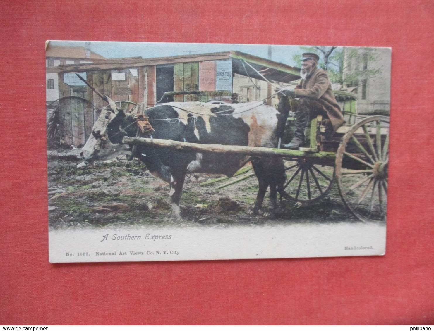 A Southern Express -- Black Americana -- Man & Ox Driven Wagon     Ref 5931 - Black Americana