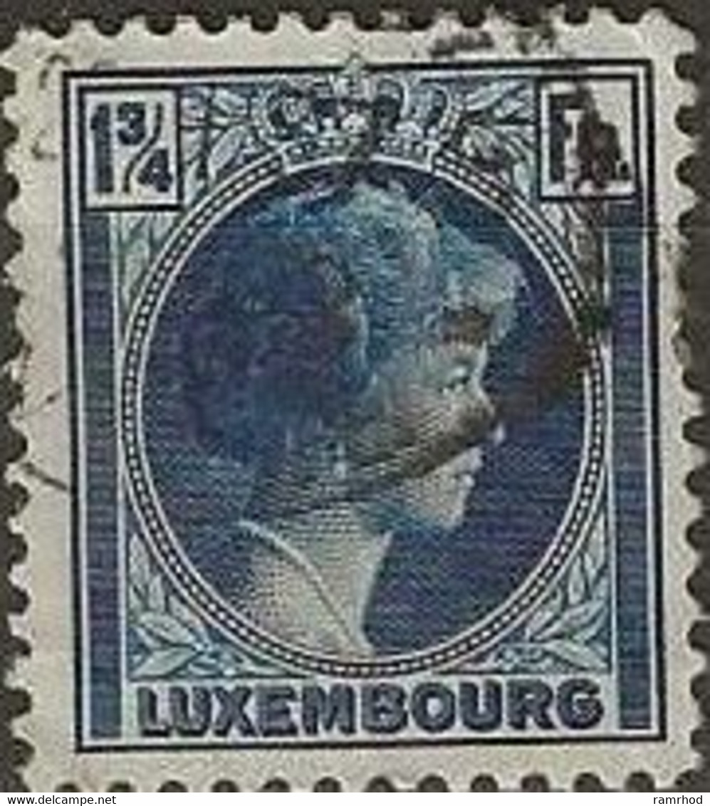 LUXEMBOURG 1926 Grand Duchess Charlotte - 1¾f. - Blue FU - 1926-39 Charlotte Right-hand Side