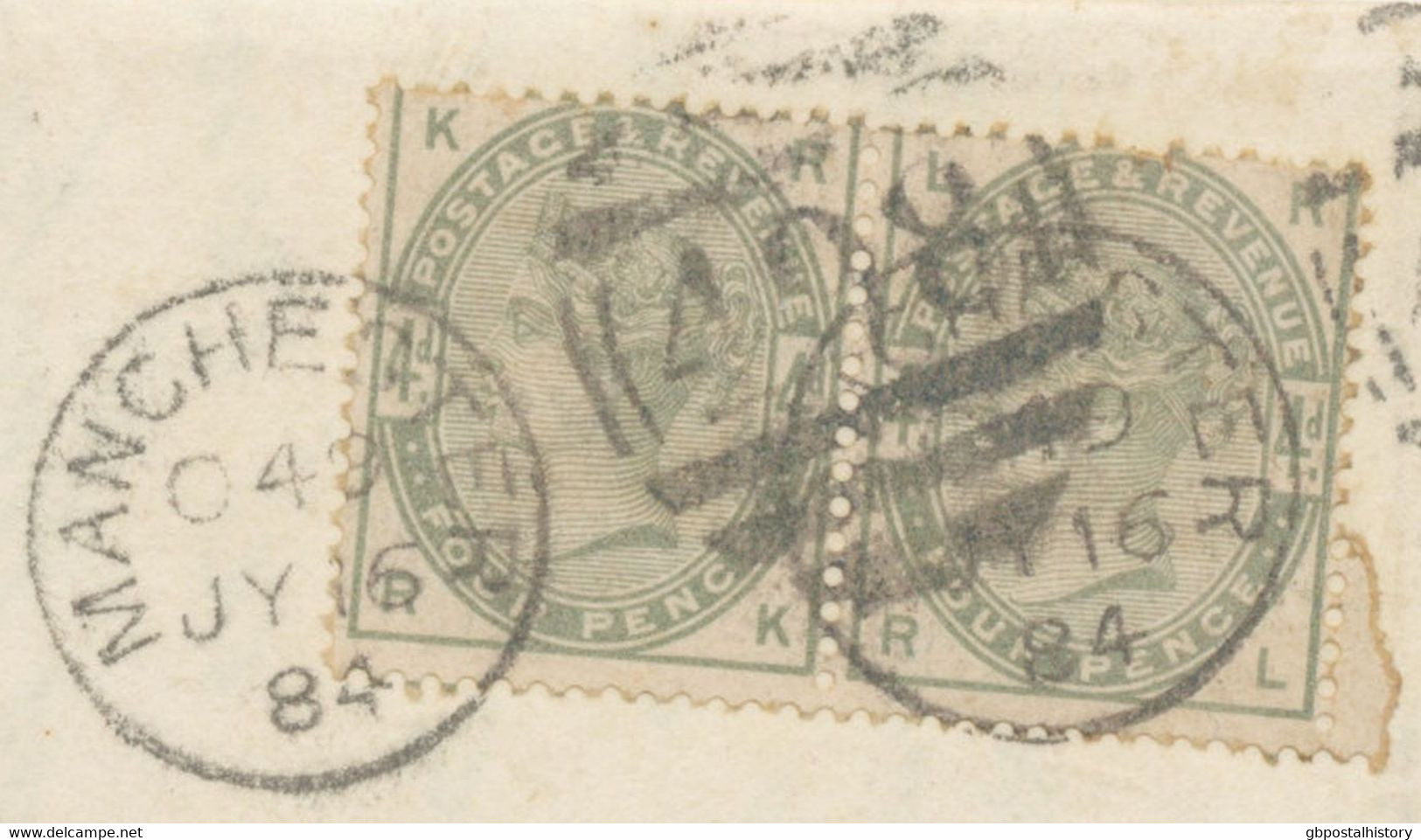 GB 1884 QV 4d Green (pair: RK-RL = 2nd. Weight Rate) With "MANCHESTER / 498"-Duplex On Superb Entire To VENEZUELA - Briefe U. Dokumente