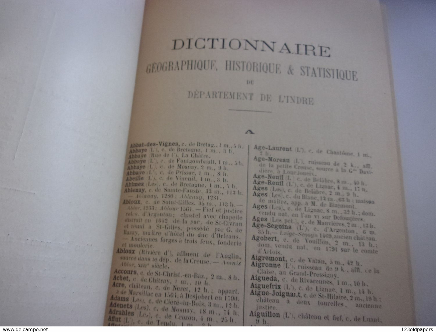 ️  BERRY INDRE 1889 EO  Dictionnaire Historique, Géographique Et Statistique De L'Indre De Eugène Hubert - Centre - Val De Loire