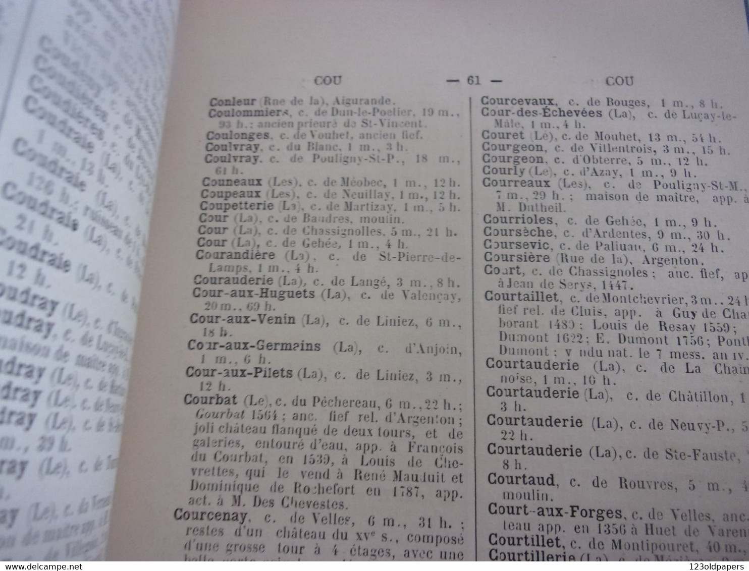 ️  BERRY INDRE 1889 EO  Dictionnaire historique, géographique et statistique de l'Indre De Eugène Hubert