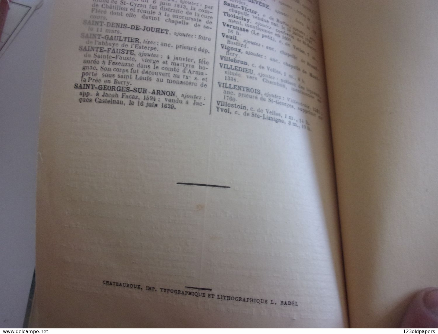 ️  BERRY INDRE 1889 EO  Dictionnaire historique, géographique et statistique de l'Indre De Eugène Hubert