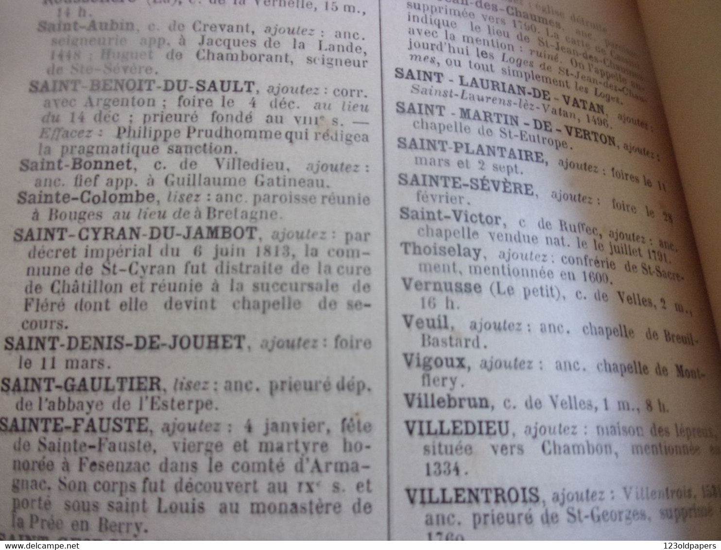 ️  BERRY INDRE 1889 EO  Dictionnaire historique, géographique et statistique de l'Indre De Eugène Hubert