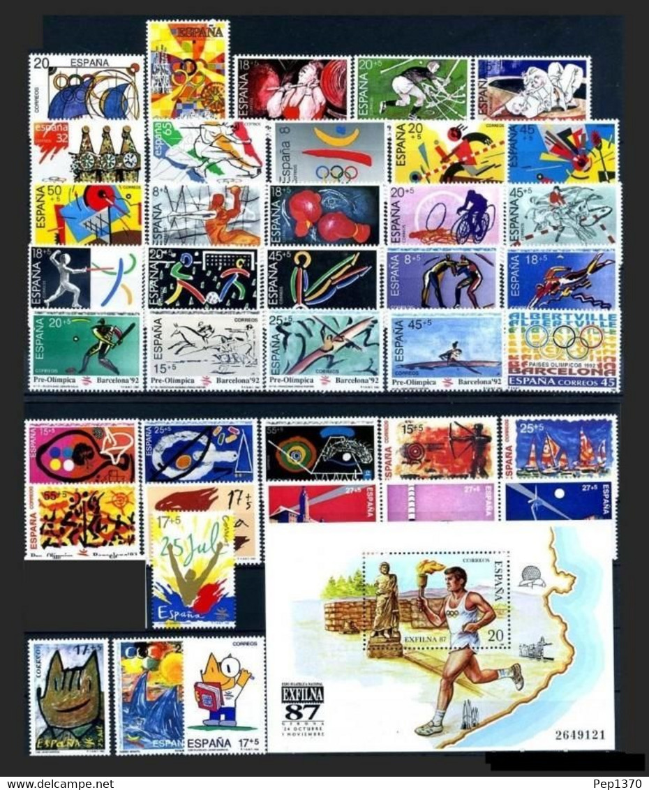 COLECCION COMPLETA DE TODOS LOS SELLOS ESPAÑOLES SOBRE LOS JUEGOS OLIMPICOS DE BARCELONA 92 - Colecciones