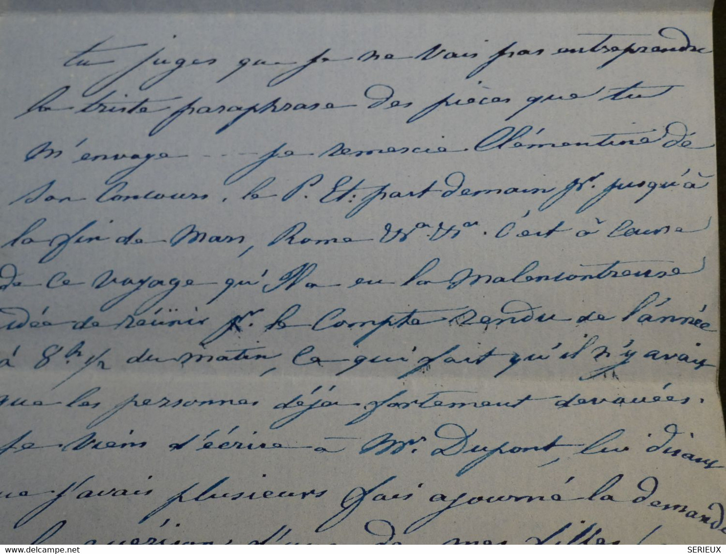 BO 2  FRANCE  LETTRE RRR A  LA COMTESSE DE  BRISSAC  1859  PARIS A  ROBIAC +TEXTE ENCRE BLEUE   ++AFF.  INTERESSANT++ - 1853-1860 Napoléon III.